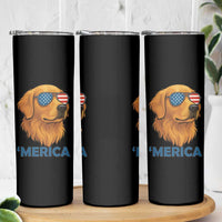 Patriotic Dog 'Merica Skinny Tumbler Golden Retriever Sunglasses Funny 4th Of July - Wonder Print Shop