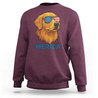 Patriotic Dog 'Merica Sweatshirt Golden Retriever Sunglasses Funny 4th Of July - Wonder Print Shop