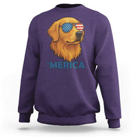 Patriotic Dog 'Merica Sweatshirt Golden Retriever Sunglasses Funny 4th Of July - Wonder Print Shop