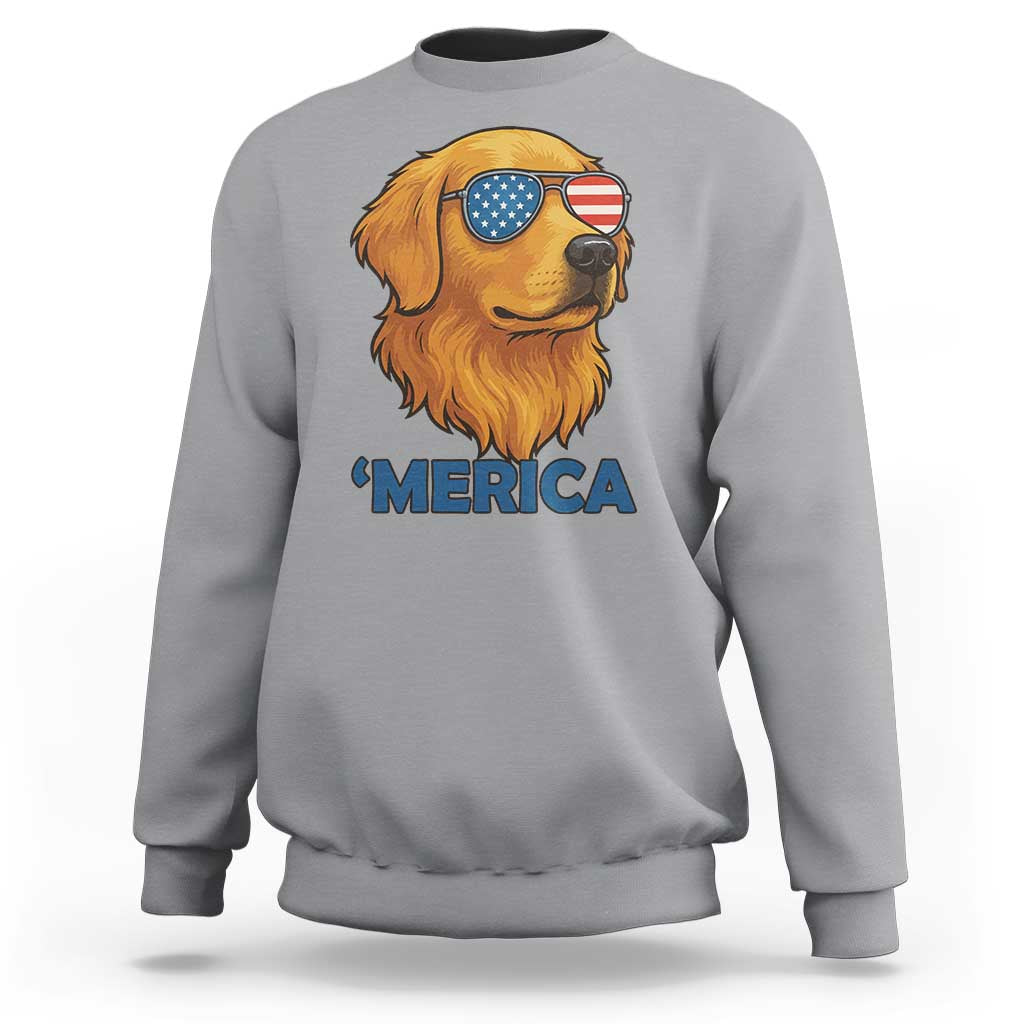 Patriotic Dog 'Merica Sweatshirt Golden Retriever Sunglasses Funny 4th Of July - Wonder Print Shop