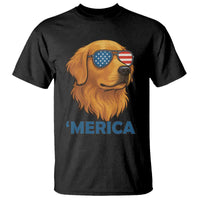 Patriotic Dog 'Merica T Shirt Golden Retriever Sunglasses Funny 4th Of July - Wonder Print Shop