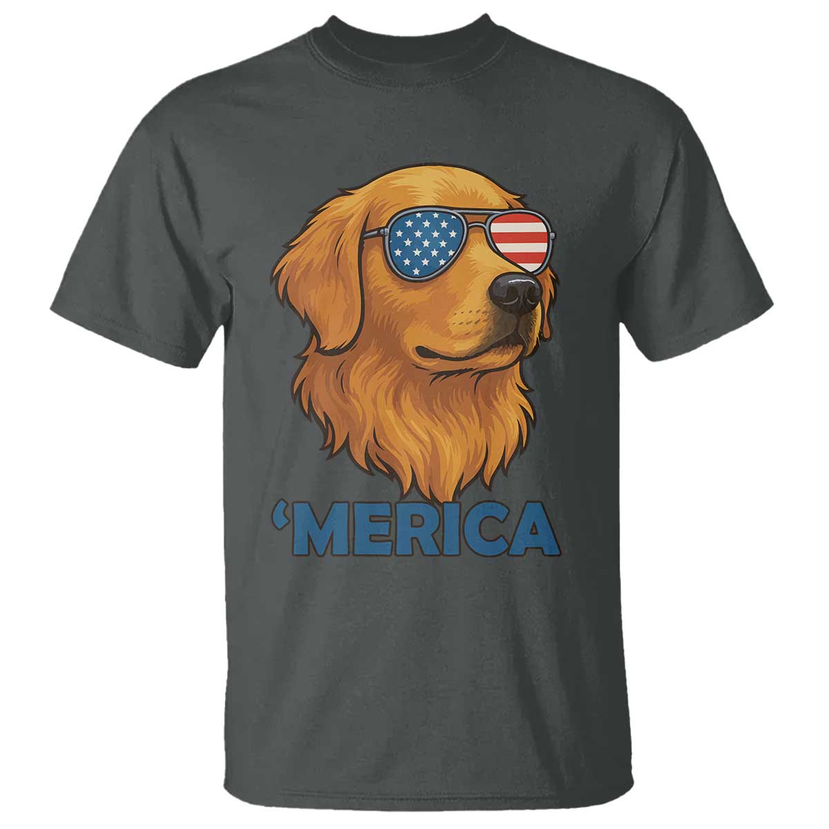Patriotic Dog 'Merica T Shirt Golden Retriever Sunglasses Funny 4th Of July - Wonder Print Shop