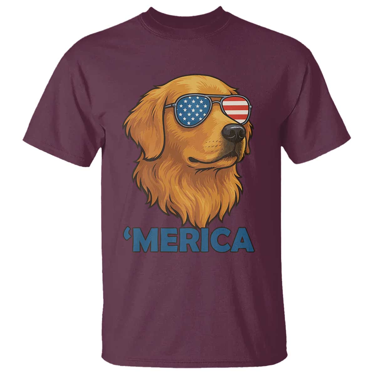 Patriotic Dog 'Merica T Shirt Golden Retriever Sunglasses Funny 4th Of July - Wonder Print Shop