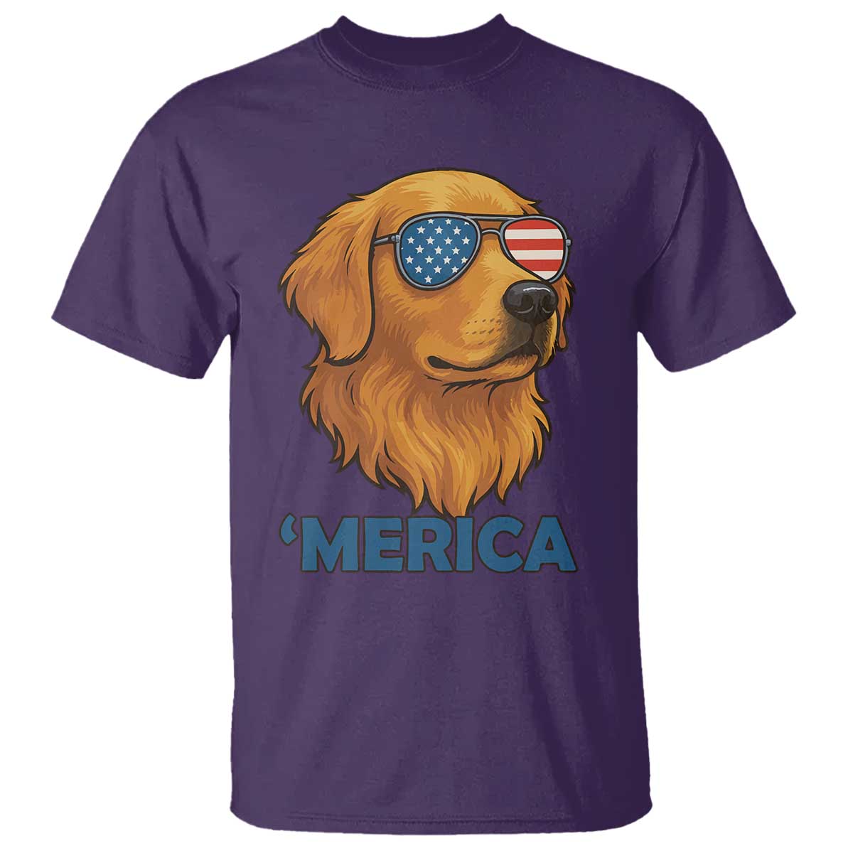 Patriotic Dog 'Merica T Shirt Golden Retriever Sunglasses Funny 4th Of July - Wonder Print Shop
