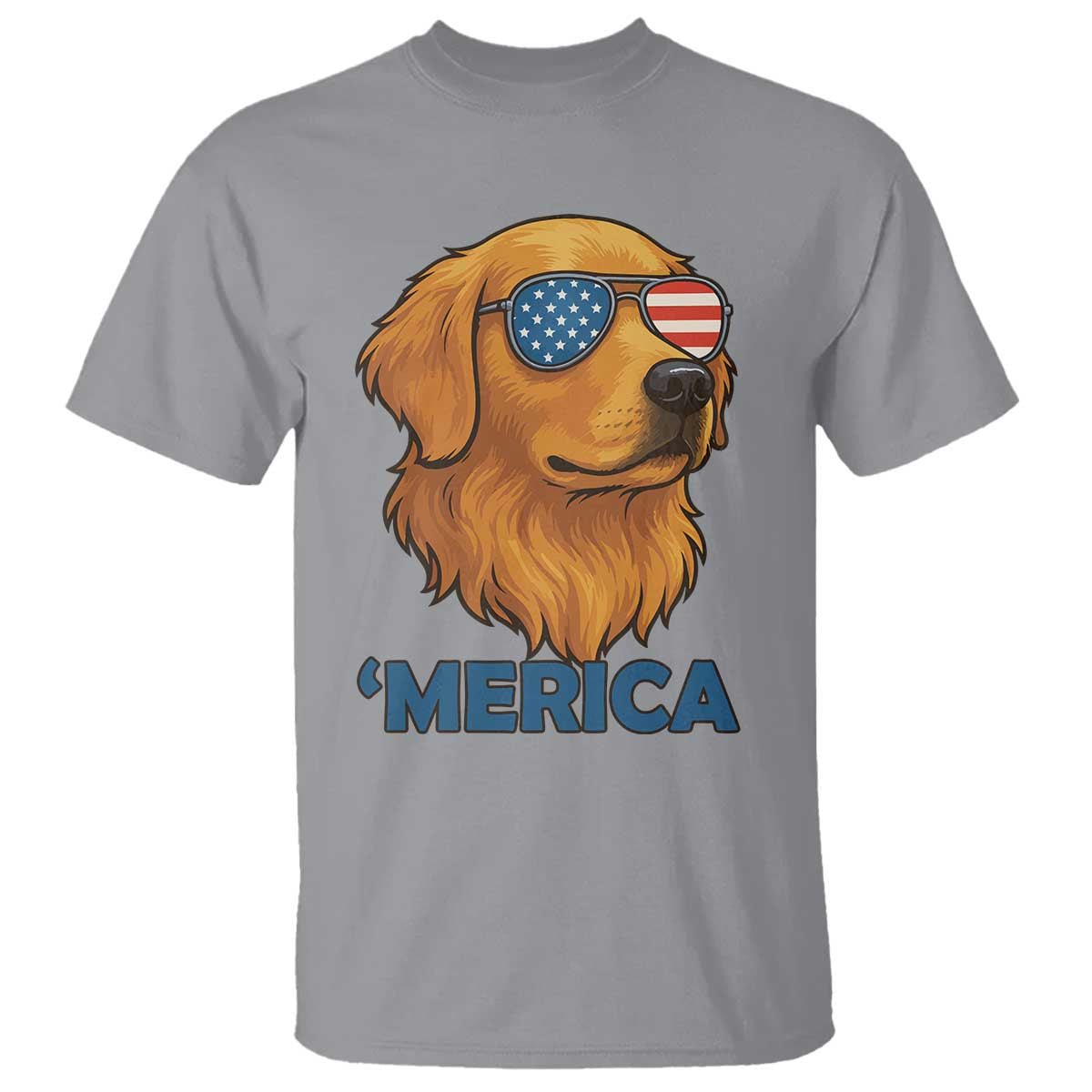 Patriotic Dog 'Merica T Shirt Golden Retriever Sunglasses Funny 4th Of July - Wonder Print Shop