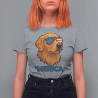 Patriotic Dog 'Merica T Shirt For Women Golden Retriever Sunglasses Funny 4th Of July - Wonder Print Shop
