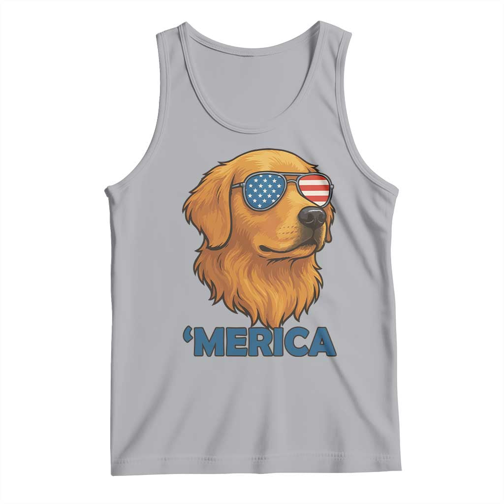 Patriotic Dog 'Merica Tank Top Golden Retriever Sunglasses Funny 4th Of July - Wonder Print Shop