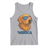 Patriotic Dog 'Merica Tank Top Golden Retriever Sunglasses Funny 4th Of July - Wonder Print Shop