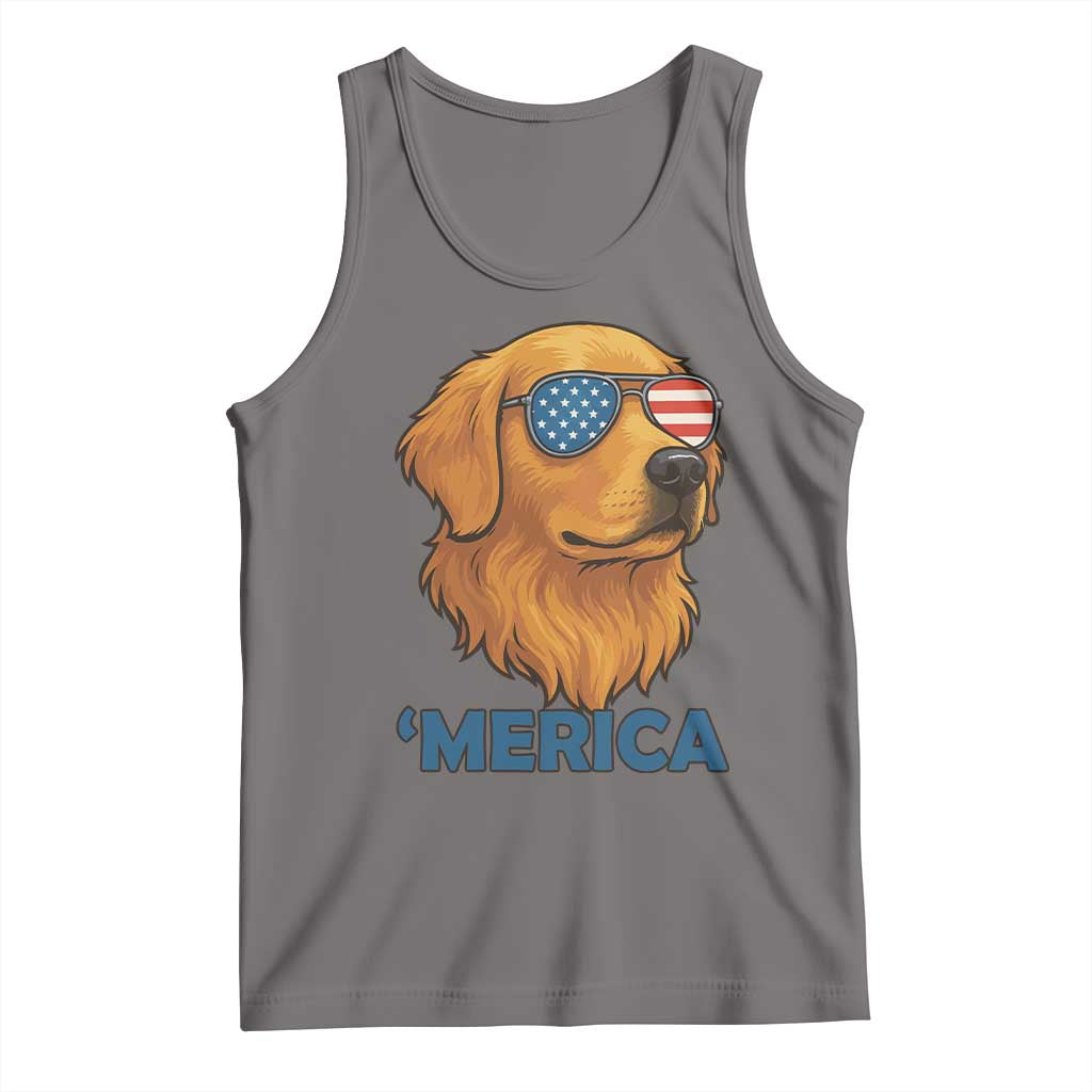 Patriotic Dog 'Merica Tank Top Golden Retriever Sunglasses Funny 4th Of July - Wonder Print Shop