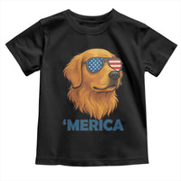 Patriotic Dog 'Merica Toddler T Shirt Golden Retriever Sunglasses Funny 4th Of July - Wonder Print Shop