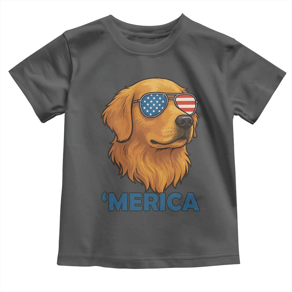 Patriotic Dog 'Merica Toddler T Shirt Golden Retriever Sunglasses Funny 4th Of July - Wonder Print Shop
