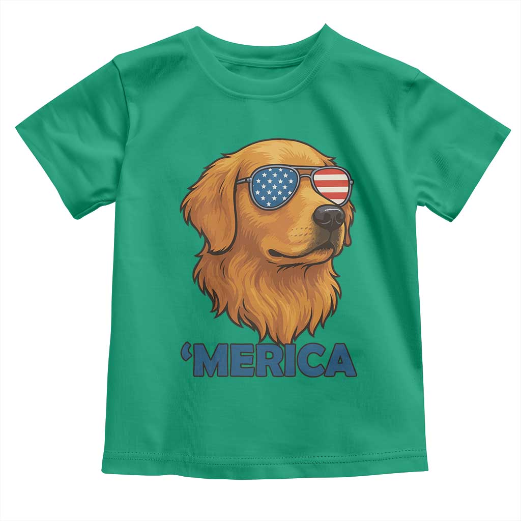 Patriotic Dog 'Merica Toddler T Shirt Golden Retriever Sunglasses Funny 4th Of July - Wonder Print Shop