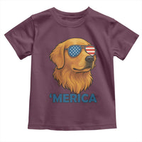 Patriotic Dog 'Merica Toddler T Shirt Golden Retriever Sunglasses Funny 4th Of July - Wonder Print Shop