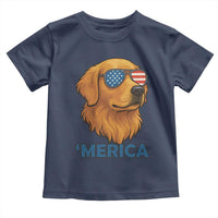 Patriotic Dog 'Merica Toddler T Shirt Golden Retriever Sunglasses Funny 4th Of July - Wonder Print Shop