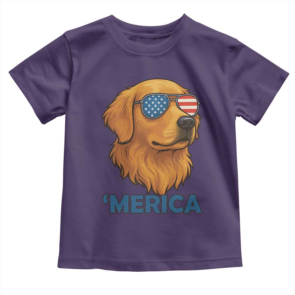 Patriotic Dog 'Merica Toddler T Shirt Golden Retriever Sunglasses Funny 4th Of July - Wonder Print Shop