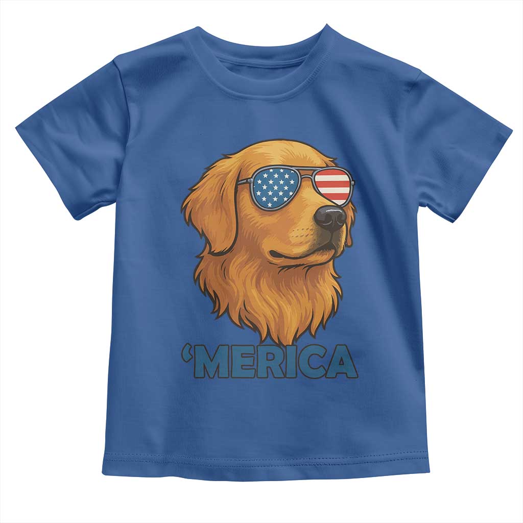 Patriotic Dog 'Merica Toddler T Shirt Golden Retriever Sunglasses Funny 4th Of July - Wonder Print Shop