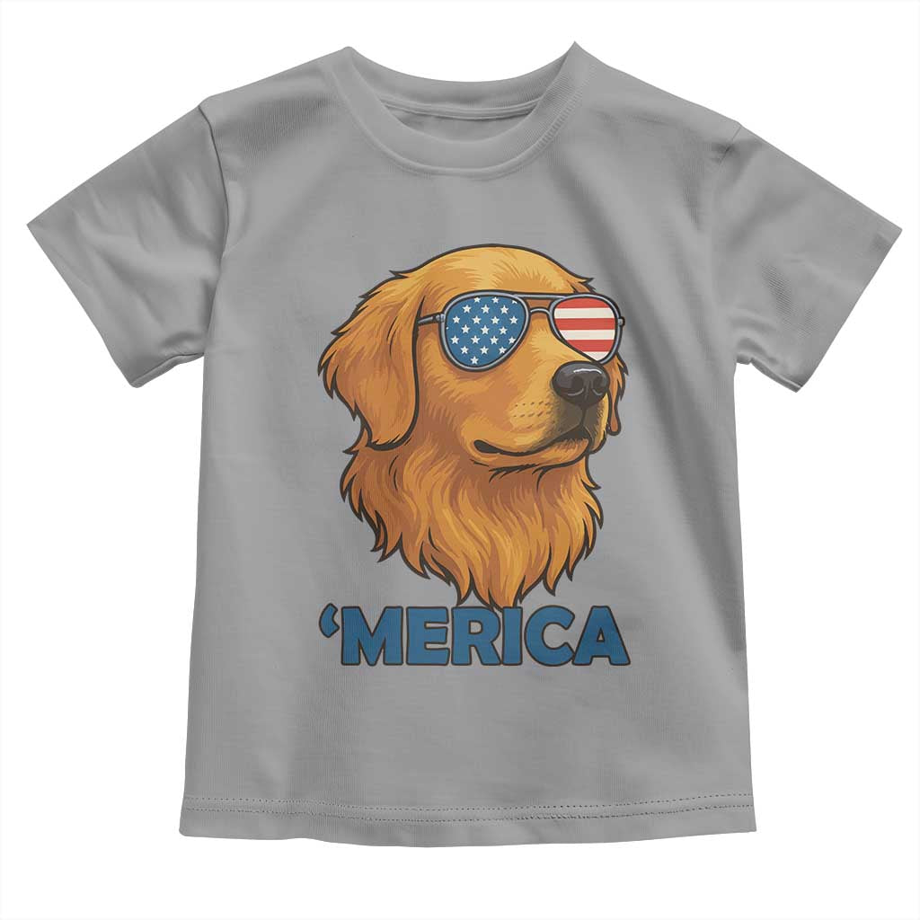Patriotic Dog 'Merica Toddler T Shirt Golden Retriever Sunglasses Funny 4th Of July - Wonder Print Shop
