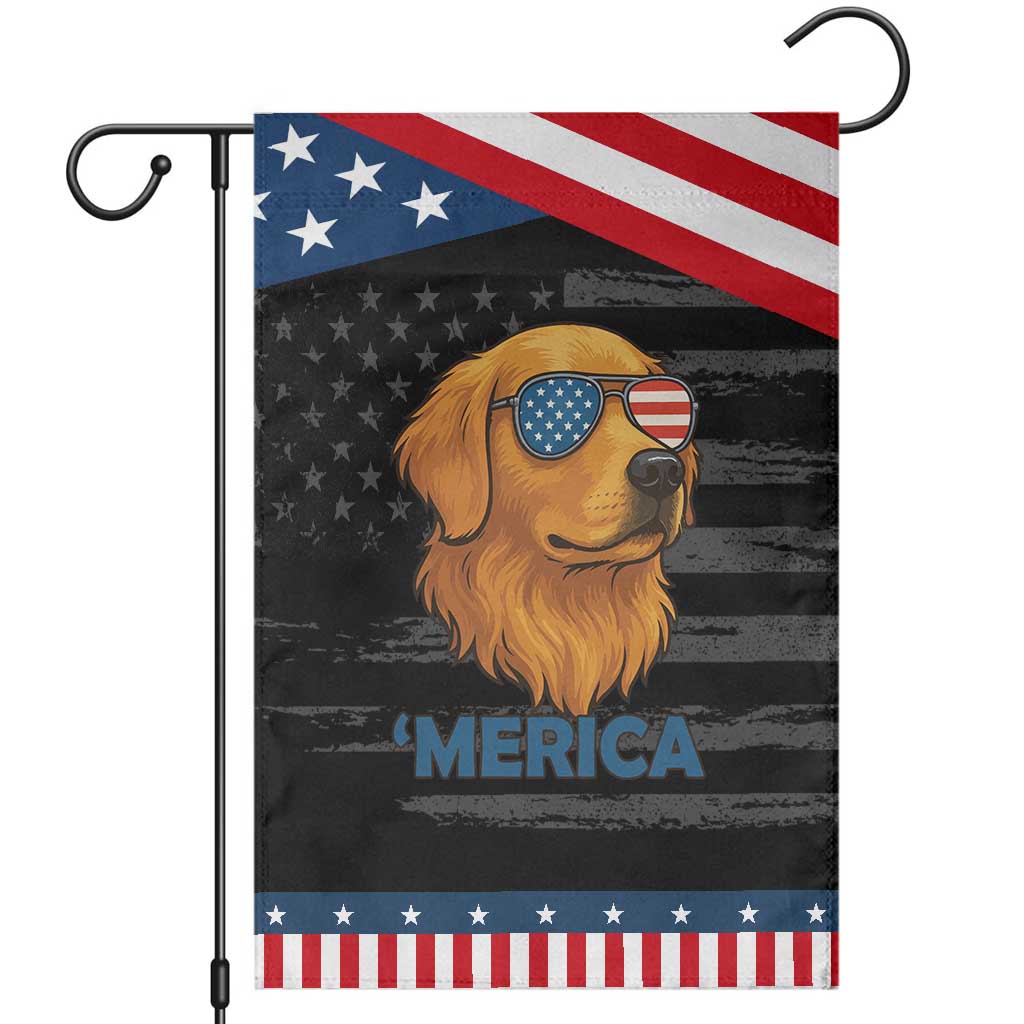 Patriotic Dog 'Merica Garden Flag Golden Retriever Sunglasses Funny 4th Of July