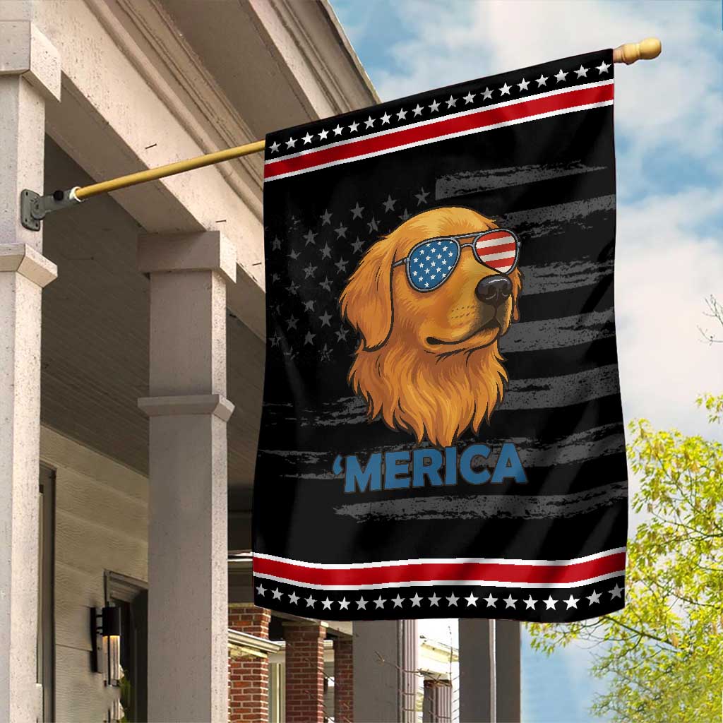 Patriotic Dog 'Merica Garden Flag Golden Retriever Sunglasses Funny 4th Of July