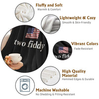 Two Fiddy America 250th Anniversary Minimalist Throw Blanket Funny US American Flag Slang 1776 to 2026 Semiquincentennial