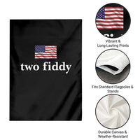 Two Fiddy America 250th Anniversary Minimalist Garden Flag Funny US American Flag Slang 1776 to 2026 Semiquincentennial