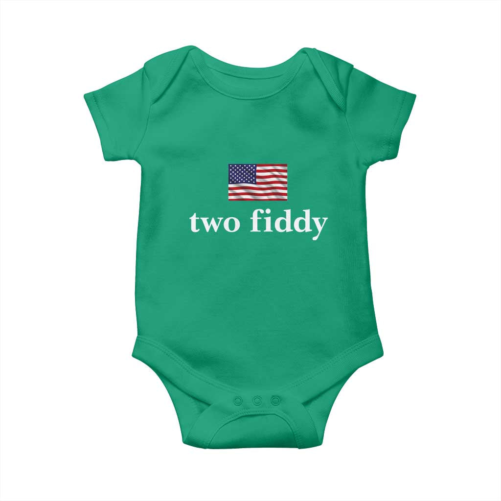 Two Fiddy America 250th Anniversary Minimalist Baby Onesie Funny US American Flag Slang 1776 to 2026 Semiquincentennial