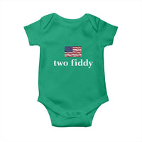 Two Fiddy America 250th Anniversary Minimalist Baby Onesie Funny US American Flag Slang 1776 to 2026 Semiquincentennial