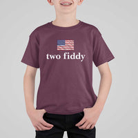Two Fiddy America 250th Anniversary Minimalist T Shirt For Kid Funny US American Flag Slang 1776 to 2026 Semiquincentennial