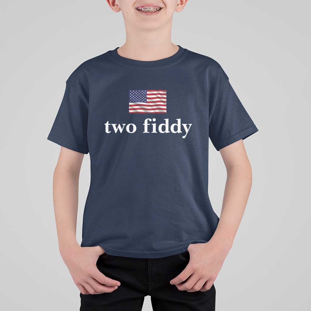 Two Fiddy America 250th Anniversary Minimalist T Shirt For Kid Funny US American Flag Slang 1776 to 2026 Semiquincentennial