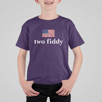 Two Fiddy America 250th Anniversary Minimalist T Shirt For Kid Funny US American Flag Slang 1776 to 2026 Semiquincentennial