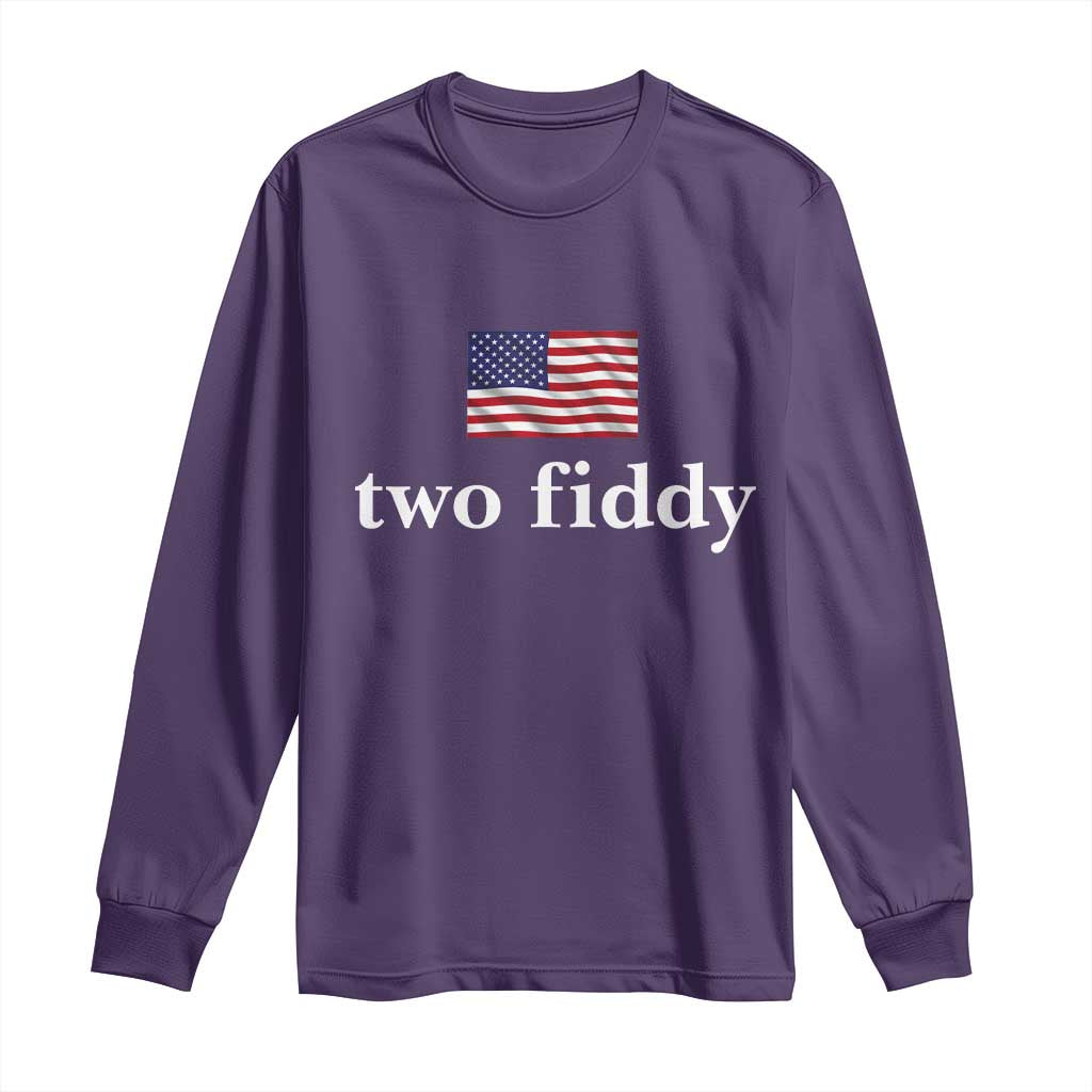 Two Fiddy America 250th Anniversary Minimalist Long Sleeve Shirt Funny US American Flag Slang 1776 to 2026 Semiquincentennial