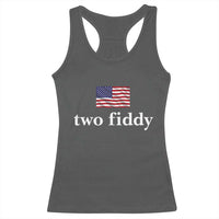 Two Fiddy America 250th Anniversary Minimalist Racerback Tank Top Funny US American Flag Slang 1776 to 2026 Semiquincentennial