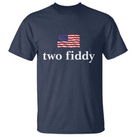 Two Fiddy America 250th Anniversary Minimalist T Shirt Funny US American Flag Slang 1776 to 2026 Semiquincentennial