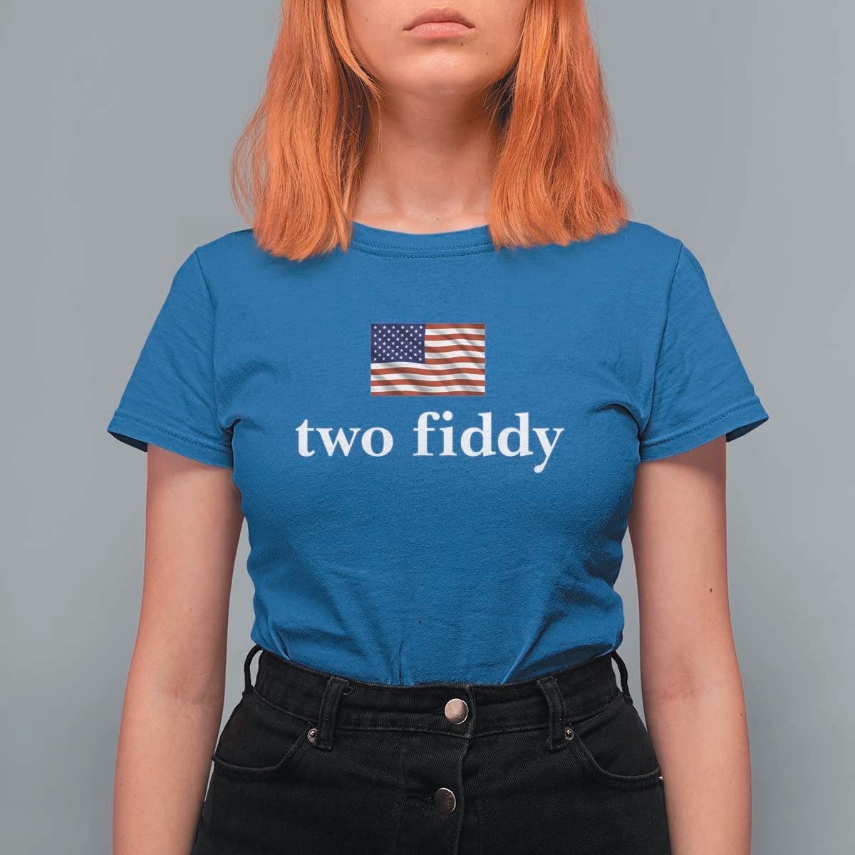 Two Fiddy America 250th Anniversary Minimalist T Shirt For Women Funny US American Flag Slang 1776 to 2026 Semiquincentennial