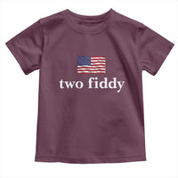 Two Fiddy America 250th Anniversary Minimalist Toddler T Shirt Funny US American Flag Slang 1776 to 2026 Semiquincentennial