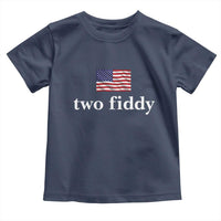 Two Fiddy America 250th Anniversary Minimalist Toddler T Shirt Funny US American Flag Slang 1776 to 2026 Semiquincentennial