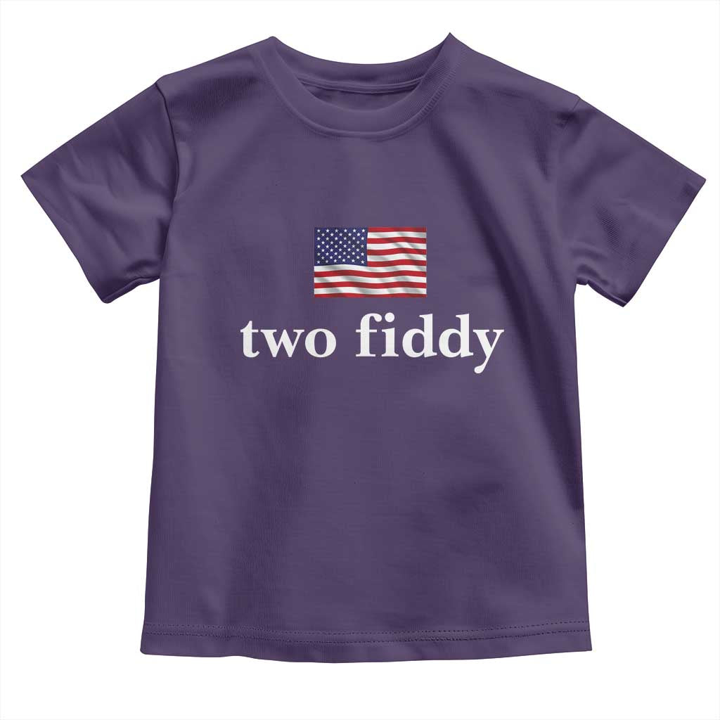 Two Fiddy America 250th Anniversary Minimalist Toddler T Shirt Funny US American Flag Slang 1776 to 2026 Semiquincentennial