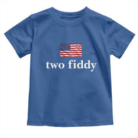 Two Fiddy America 250th Anniversary Minimalist Toddler T Shirt Funny US American Flag Slang 1776 to 2026 Semiquincentennial