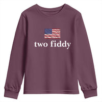 Two Fiddy America 250th Anniversary Minimalist Youth Sweatshirt Funny US American Flag Slang 1776 to 2026 Semiquincentennial