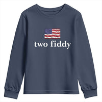 Two Fiddy America 250th Anniversary Minimalist Youth Sweatshirt Funny US American Flag Slang 1776 to 2026 Semiquincentennial