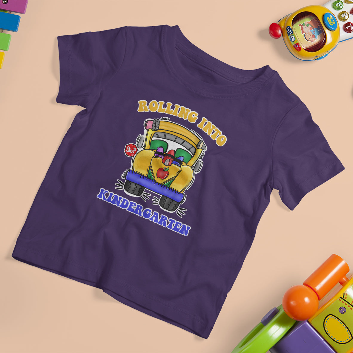 Kindergarten School Bus T Shirt For Kid Rolling Into Kinder 1st Day Of School - Wonder Print Shop