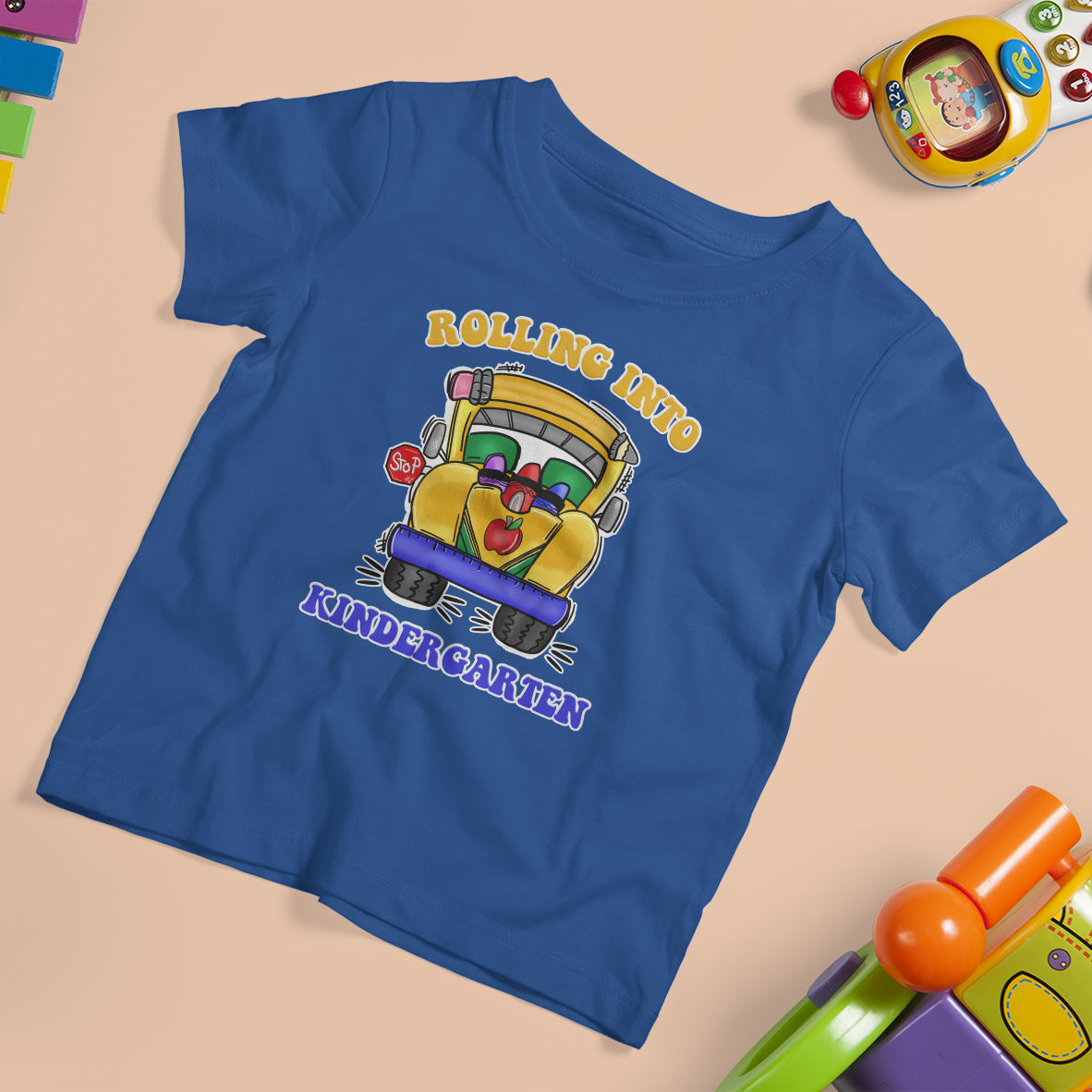 Kindergarten School Bus T Shirt For Kid Rolling Into Kinder 1st Day Of School - Wonder Print Shop