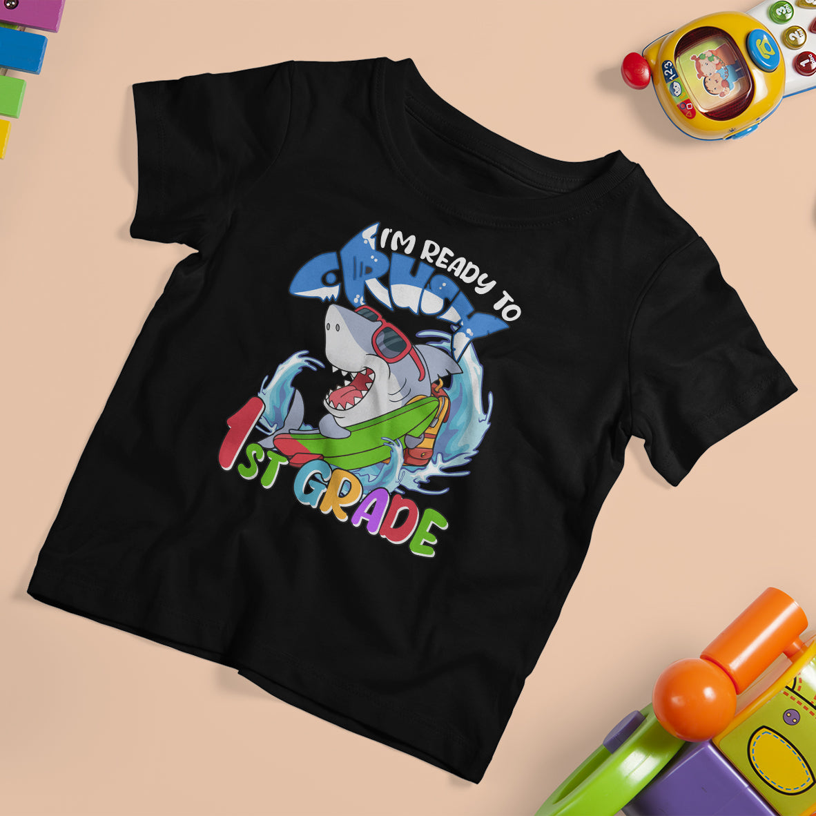 1st Grade Shark T Shirt For Kid I'm Ready To Crush First Grade Attack - Wonder Print Shop