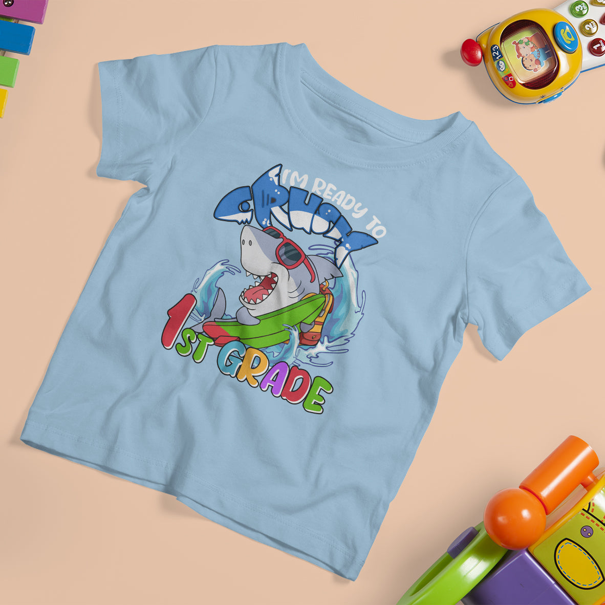 1st Grade Shark T Shirt For Kid I'm Ready To Crush First Grade Attack - Wonder Print Shop