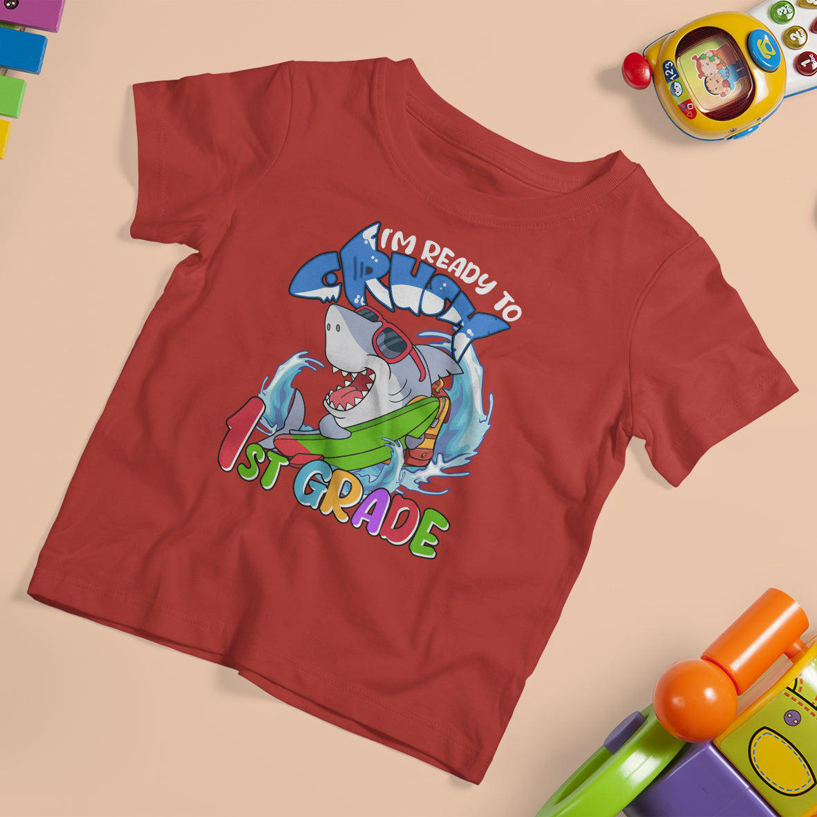 1st Grade Shark T Shirt For Kid I'm Ready To Crush First Grade Attack - Wonder Print Shop