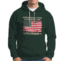 Funny Pronoun Hoodie Nobody Really Gives A Shit About Your Pronouns Distressed American Flag - Wonder Print Shop