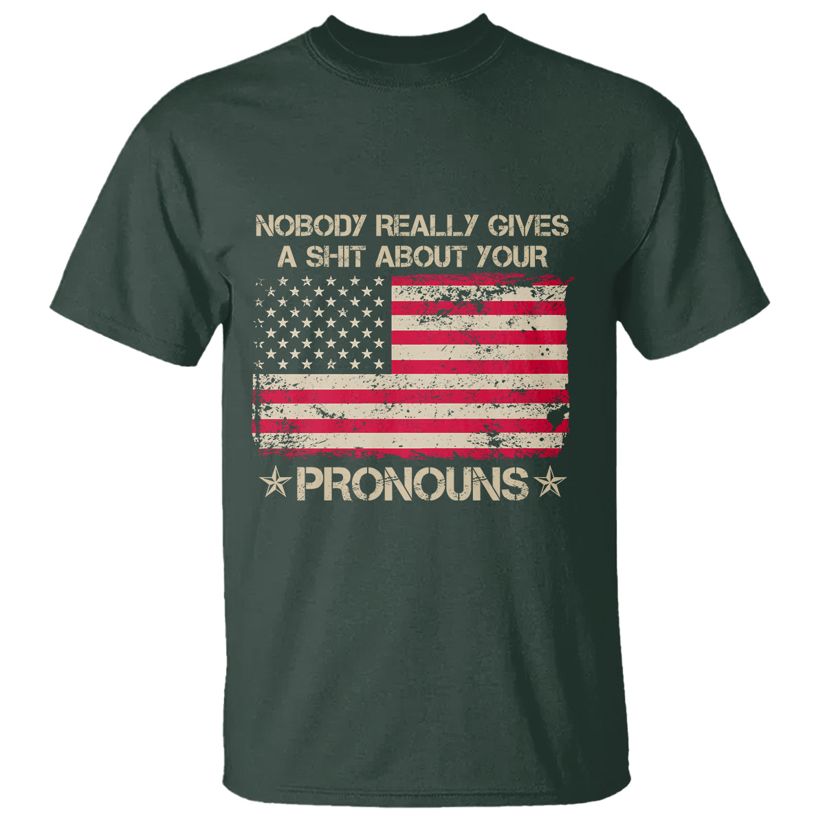 Funny Pronoun T Shirt Nobody Really Gives A Shit About Your Pronouns Distressed American Flag - Wonder Print Shop