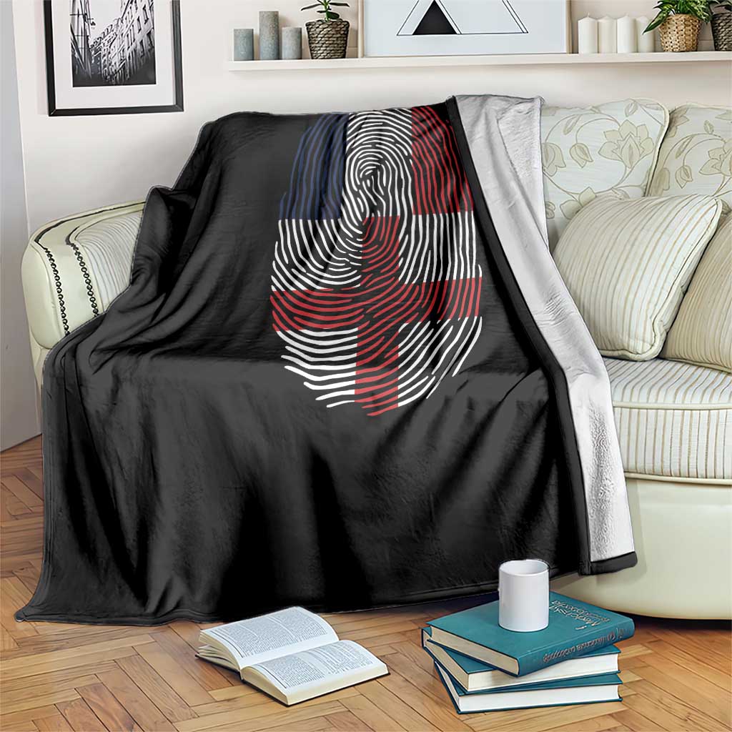 Proud France England Flag Fingerprint DNA Graphic Throw Blanket French Anglo English Heritage Roots Dual Patriotism