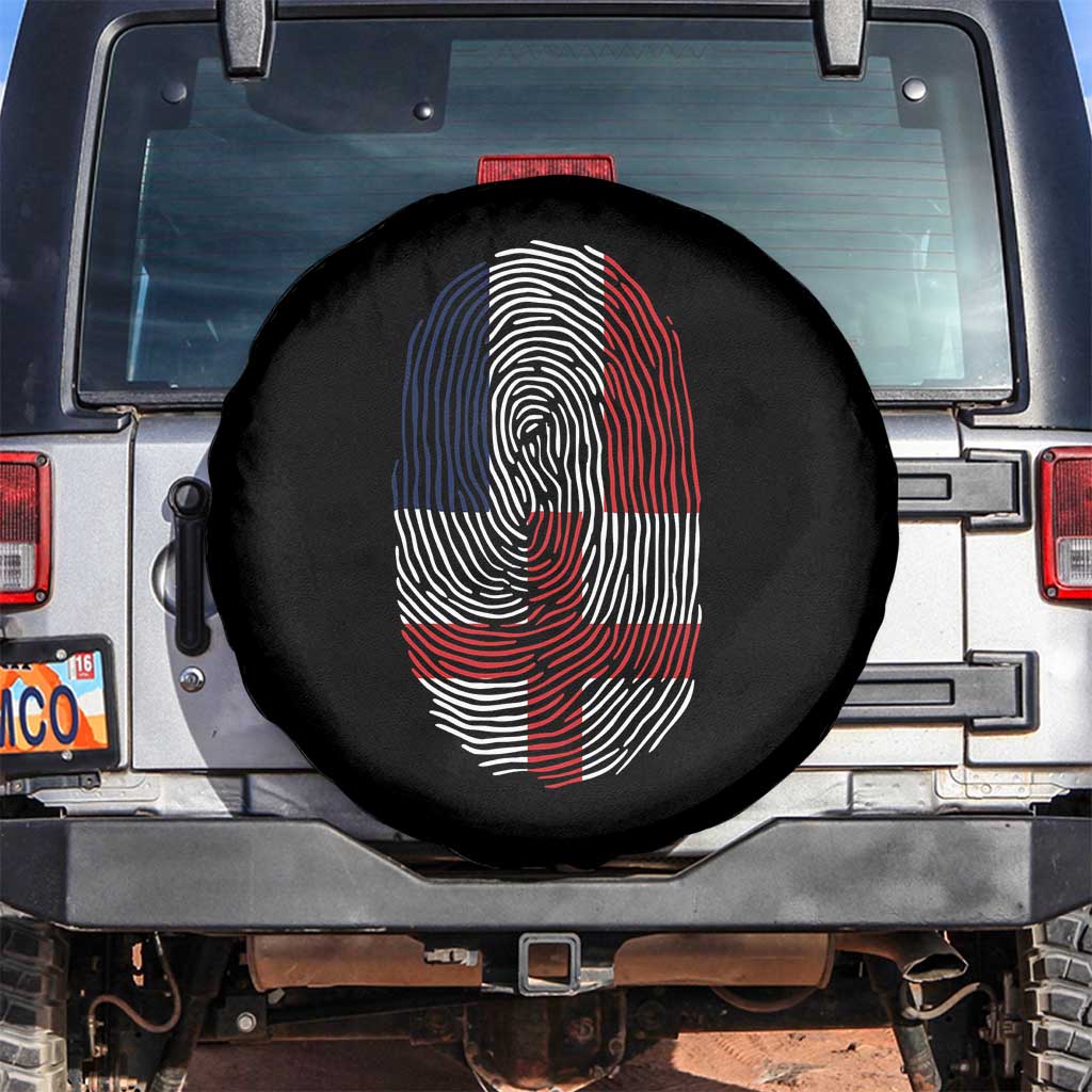 Proud France England Flag Fingerprint DNA Graphic Spare Tire Cover French Anglo English Heritage Roots Dual Patriotism