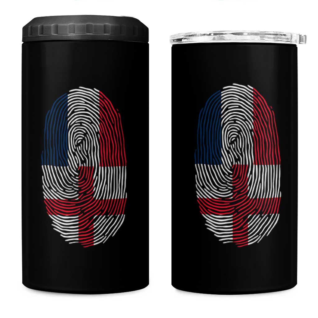 Proud France England Flag Fingerprint DNA Graphic 4 in 1 Can Cooler Tumbler French Anglo English Heritage Roots Dual Patriotism
